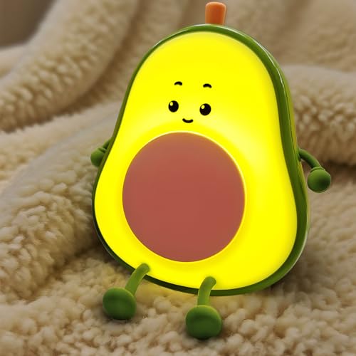Yootiko Luz nocturna de aguacate, luz nocturna en forma de pera, luz LED cálida y blanca para dormir para niños con 3 modos de luz, regulable, táctil para habitación de los niños, como luz de dormir o