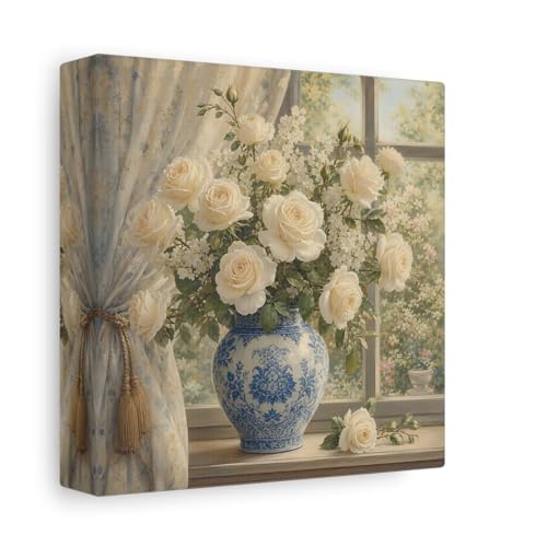 Impression sur toile roses ivoire style retro et finitions premium