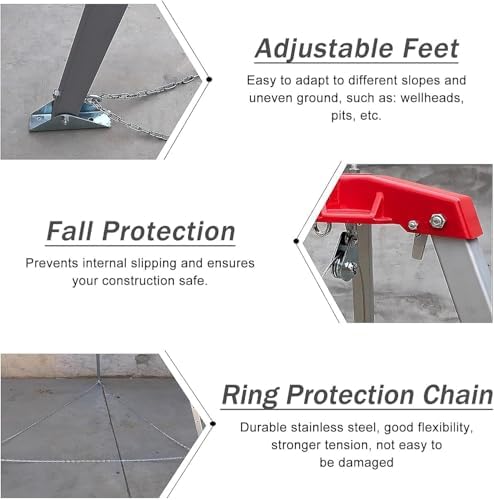 Fall Arrest Kits,Confined Space Tripod Kit Heavy Duty Tripod Rescue System 1200lbs 1800 2600 Lbs, Safety Fire Rescue Tools Derrick Crane for High Places/Cliffs/Well/Underground Pip