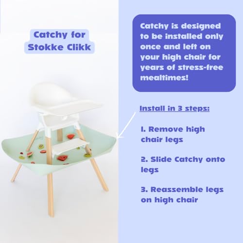 Image of CATCHY -Food Catcher-Compatible with Stokke Clikk High Chair +11 Other High Chairs-Highchair Sold Separately-Baby & Toddler Food & Mess Catcher-Premium Linen Inspired -Under High Chair Accessory | High Chair Food Catcher - High Chair Sold Separately - Baby & Toddler Food & Mess Catcher - Under High Chair Accessory