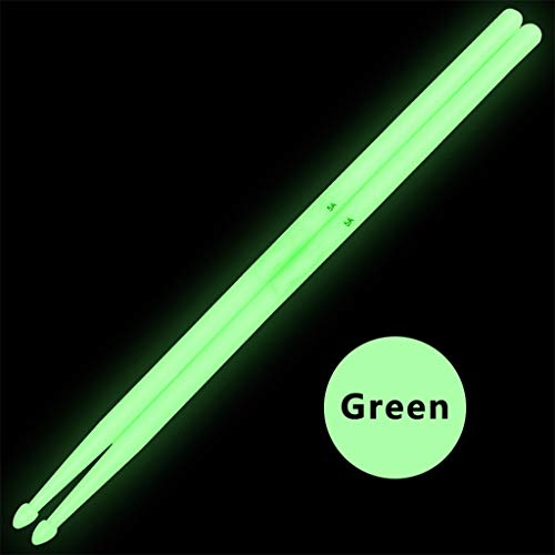 1 Pair with 5A Glow-in-the-dark Fluorescent Sticks Drumstick Set for Drums Blue Green Classic Drumsticks Drum Sticks Lightweight