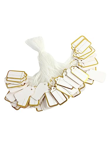 Price Tags, 500PCS Hang Strung Labels Tags with String, 13x26mm Gift Price White Strung Tag,Luggage Tags Paper Blank Gift Marking Strung Labels for Jewelry Clothing Display Price(White)