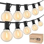 Outdoor String Lights 200ft, 2 Pack 100ft G40 Led Patio Globe Lights with 52pcs Bulbs,Shatterproof Waterproof Connectable Outside Hanging for Porch Cafe Bistro Backyard Gazebo Balcony Deck Party