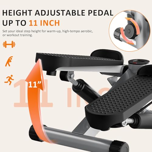 Image of Stair Stepper with Resistance Bands for Home Exercise, Mini Stepper Machine for Indoor Fitness, Portable Home Gym Stepper for Full Body Workout, 300LBS Capacity