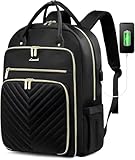 LOVEVOOK Laptop Backpack Women Teacher Backpack,15.6 Inch Laptop Bag with USB Port,Waterproof Daypack for Work Travel,Black