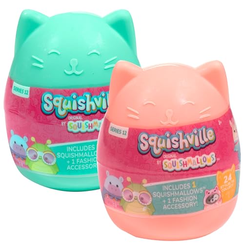 Squishmallows Squishville Series 12 Mini Mystery Plush (2 Pack) Official Jazwares Plush - Collectible Soft & Squishy Easter Eggs Blind Capsules - Styles May Vary - Gift for Boys, Girls & Kids
