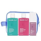 MEDIX 5.5 Best Sellers Travel Kit Skin Care Set - Retinol Body Lotion + Glycolic Acid Exfoliating Body Wash + 20% Vitamin F Body Oil 3PC Skincare Set | Crepey Skin Care Treatment, 3 Piece Travel Kit