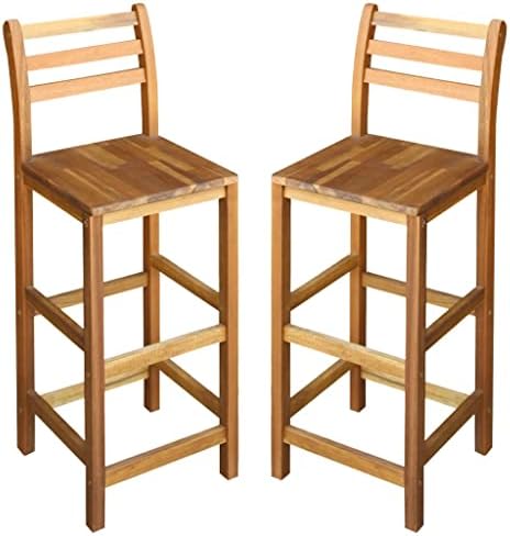 vidaXL 2/4x Solid Acacia Wood Bar Stool Outdoor Garden Bistro Chairs Stools