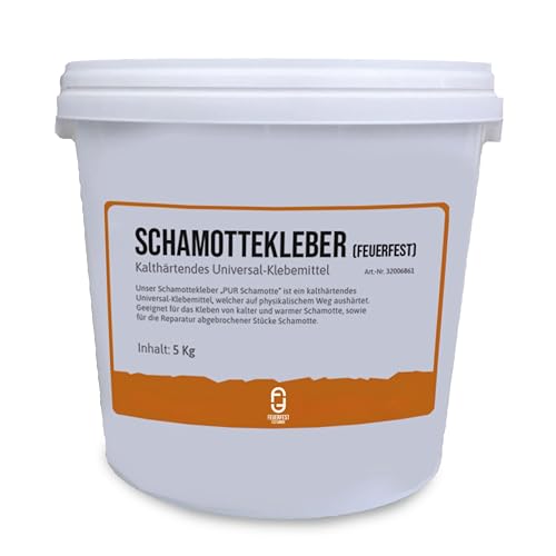 Feuerfest 123- Schamottkleber feuerfest [Menge 5 kg]- Für Schamottsteine- Kleber 1.350 °C hitzebeständig- Reparieren, Kleben, Fixieren- Hochtemperaturkleber Kaminkleber Ofenkleber