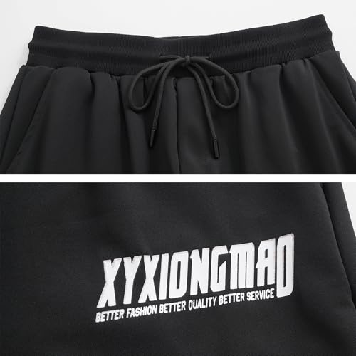 XYXIONGMAO Men's Black Casual Loose Goth Joggers Techwear Sweatpants Tactical Streetwear Hiphop Cargo Pants for Men(Black,L)2