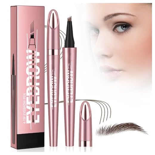 3D Wasserdichter Microblading Augenbrauenstift, 2025 Neu Upgrade Magie microblading eyebrow pen mit 4 Gabelspitze, augenbrauenstift wasserfest für Natürliches Make up (Dunkelbraun)