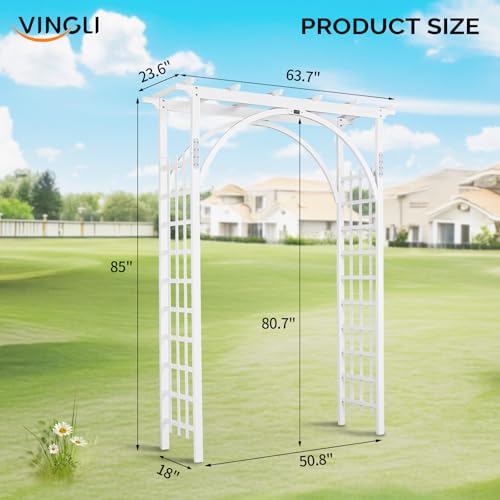 image for VINGLI 85in Wooden Arbor, Wedding Arch for Ceremony, Wood Trellis for 