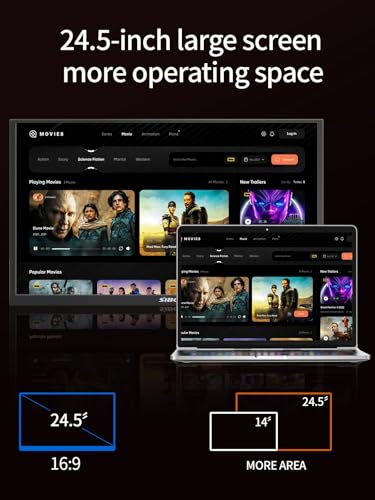Image of 24.5 inch 2.5K Portable Monitor 160Hz QHD Gaming Monitor 100% sRGB IPS Large Screen, USB-C HDMI External Second Screen with Kickstand, Travel Monitor for Laptop, PC, Phone, VESA Mountable