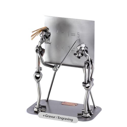 Steelman24 I Schraubenmännchen Lehrerin Mit Schüler Mit Persönlicher Gravur I Made in Germany I Handarbeit I Geschenkidee I Stahlfigur I Metallfigur