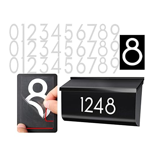 2 inch 3 Sets Reflective Mailbox Numbers Stickers for Outside, Easy Installation with Prolonged Backing for and Pre-cut, Self Adhesive White Vinyl Address for House Address Sign Window Trash Bins