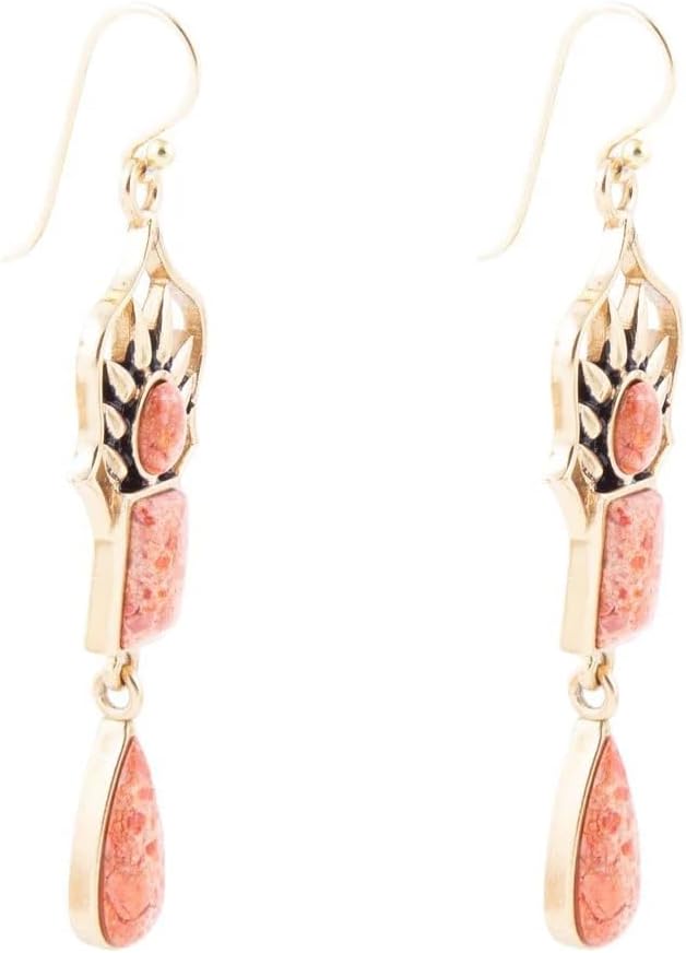Barse Jewelry Albie Orange Sponge Coral and Golden Drop Earrings