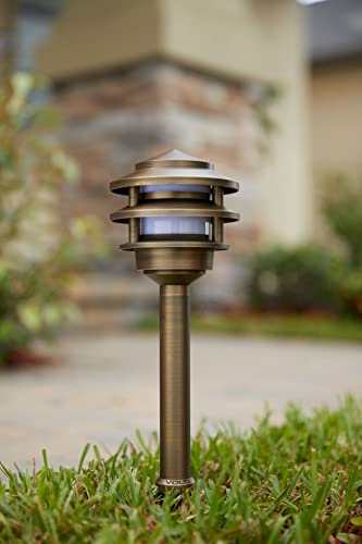 Volt 3-Tier 12V Cast Brass Pagoda Path Light (Bronze) With 3W 2700K G4 Led Bulb #TOP5