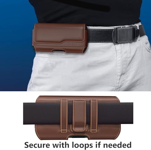 Image of DeBin Case for Galaxy A15 A16 A17 A25 A35 A55 A54 A53 A52 A20 Note 20 10+ S25 FE S24 FE S23 FE, Cell Phone Belt Holder Holster Clip Pouch Cover (Fits Samsung Phone with Otterbox Case) Brown