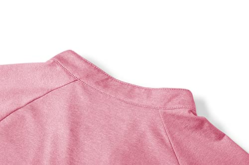 Crysully Women's Summer V Neck Collarless Polo Shirts Regular Fit Running T-Shirt Pink #TOP3