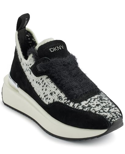 DKNY Damen Aveline-Lace Up Sneaker, Black/Off White, 40.5 EU