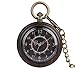 WYZQ Römische Ziffern Mini Retro Halskette Uhr Gelbes Zifferblatt Rot Holz Quarz Taschenuhr Kette Anhänger Uhr Unisex Geschenke, Uhren