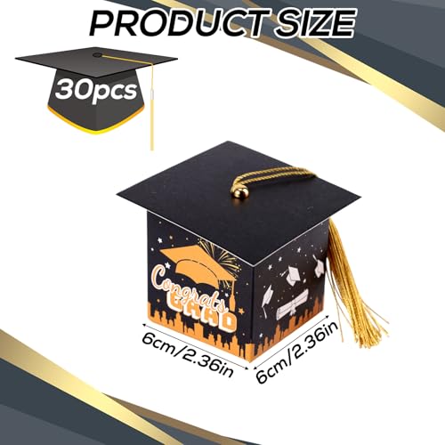 image for Lyreh 30pcs Graduation Cap Gift Boxes, Congrats Grad Gift Box with Tas