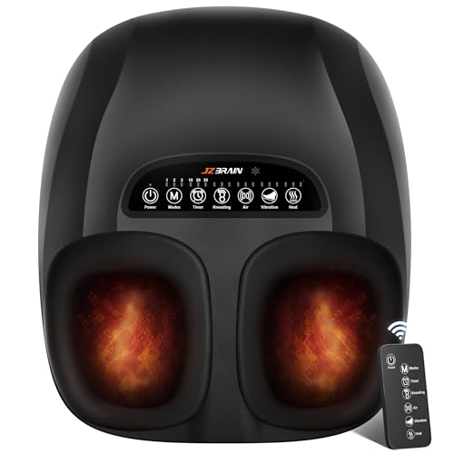 JZBRAIN Foot Massager with Heat : Shiatsu Electric Foot Massagers Machine with Vibration & Compression for Plantar Fasciitis & Neuropathy - Relax for Home Office Use