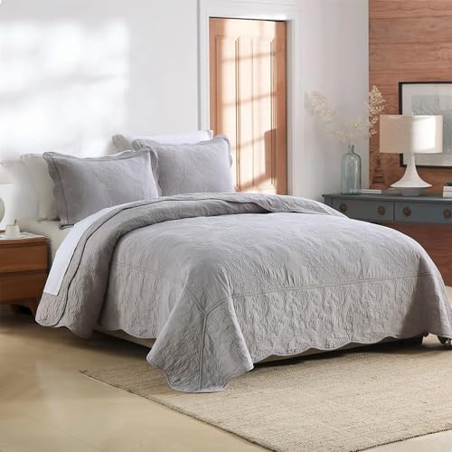 Colcha de algodon reversible gris tamano King juego de ropa de cama 3