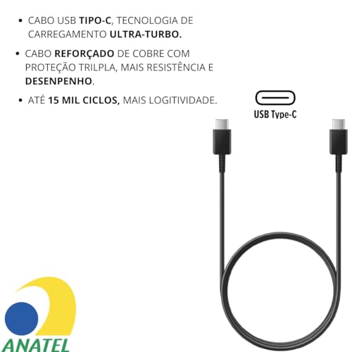 Carregador Turbo 30W Compatível Para Samsung Galaxy Tipo C Rápido S20 S21 S22 S23 S24 Plus A14 A24 A