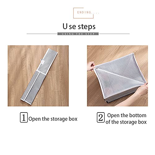 Image of House of Quirk 16 Compartment Underwear Drawer Organizer With Folding Lid Storage Box For Underwear, Socks, Ties, Bras, Scarves - Light Grey Stripes (Non-Woven), Drawer Organizers