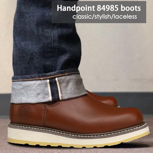 HANDPOINT Slip-on Soft Toe Work Boot for Men, SURETRACK Leather Slip Resistant Durable Breathable Work Boot 849852