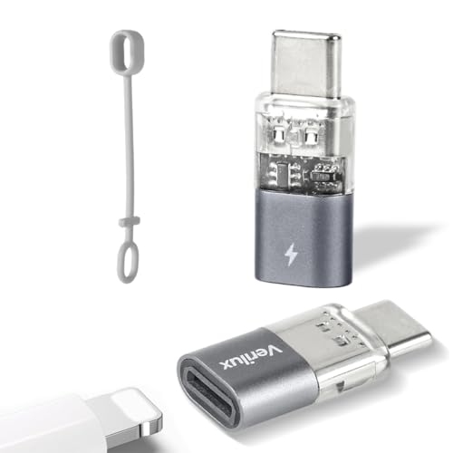 Image of Verilux MAX 12W Type C to Lighting Connector with Lanyard Holes, Translucent C Type Male to Lighting Female Adapter with 480Mbps Data Transmission for iPhone 17 /16 /15 Series, No Support OTG /Audio