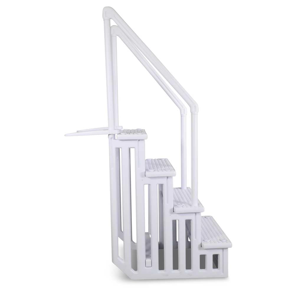 Schwimmbadleiter Easy Entry Synthetic 4-stufig - Kunststofftreppe mit 2 Gewichten - Variable Beckentiefe 122 bis 137 cm - Für eingelassene Pools - Bis 110 kg
