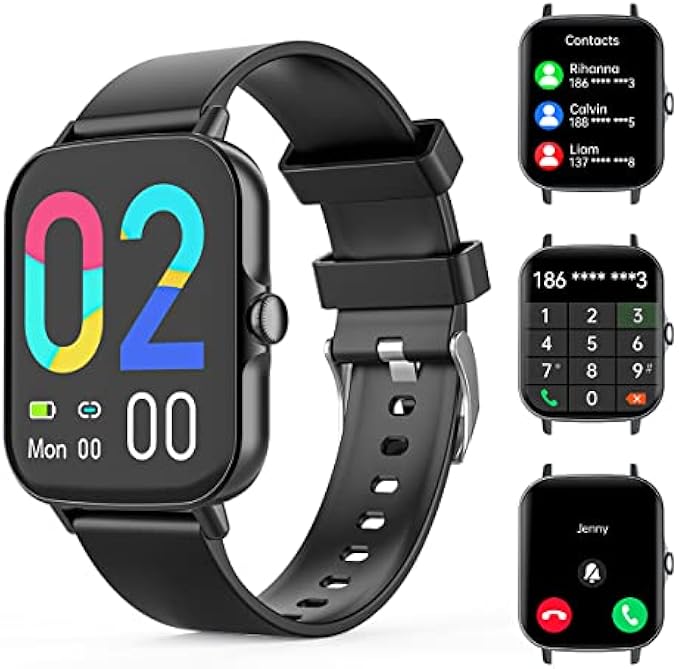 Smart Watches for Men Women(Answer/Make Call) IP68 Waterproof Blood Glucose Monitoring Smart Watch for Android Phones Blood Sugar Test Smartwatch with Heart Rate Temperature Step Counter Sports Watch