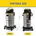 STANLEY Shop Vacuum Wet/Dry, 5 Gallon, 4 Horsepower, Stainless Steel Wet/Dry Vac Silver+Yellow+Black
