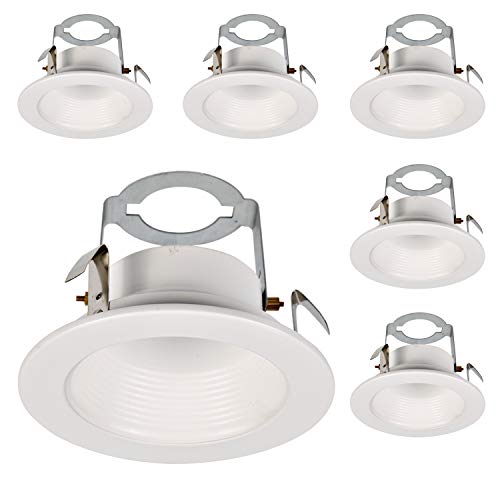 6 Pack 4 Inch White Baffle Recessed Can Light Trim, for 4 Inch Recessed Can, Fit Halo/Juno Remodel Recessed Housing