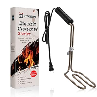 Kitosun Electric Charcoal Starter 700W – BBQ Grilling Fireplace Tools Ignite Lump Coals Briquettes Easier & Quicker | NO Fluid Fuel Lighter | Deeper 304 Heat Element Coils with 5ft Cable for BGE Grill