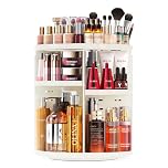 Auxmir Rotating Makeup Organiser, 9-Tier Adjustable Makeup Organiser with 360 Degree Rotation, Large Capacity Spinning Makeup Storage on Stand Revolving for Vanity Table, Bedroom, Bathroom, White