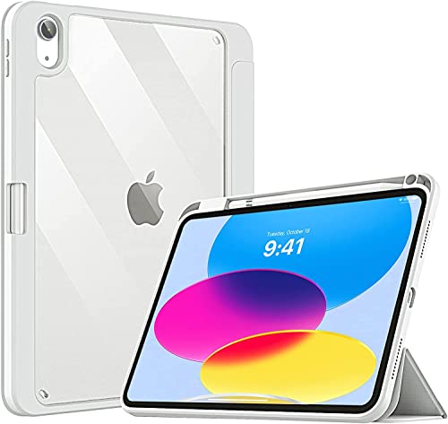 Image of ProElite Case Cover for Apple iPad (A16) 11th /10th Generation (2025 /2022), Transparent case Cover with Pencil Holder for iPad 11th /10th Gen 2025 /2022, Grey
