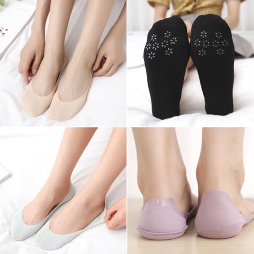 Image of Thin No Show Socks (Women 5-12), Non Slip Low Liner Socks, Made of Ice Silk Surface,Cotton on the Bottom 6 Pairs (US, Numeric, 9, 12, Regular, Regular, Multicolor)
