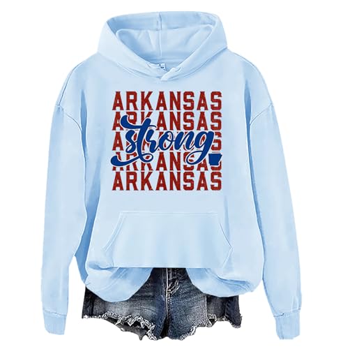 Sudadera con capucha Arkansas Strong, sudadera Arkansas, sudadera Arkansas para mujer, sudadera fuerte con capucha, cuello unisex, Azul (carolina blue), XL