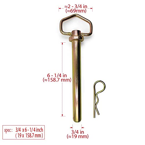 Swivel Handle Hitch Pin with yellow zinc coating,Hitch Pin with Clip Accessories for Tractors,Towing Cargo, Boat, RV, Car - Image 3