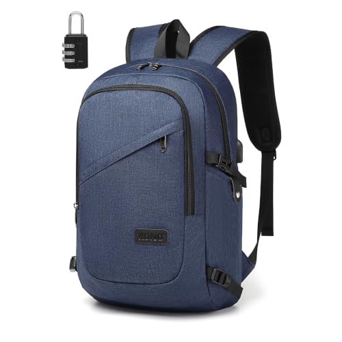 Kono Mochila Ordenador Portátil Antirrobo 15,6" Hombre Mujer, Azul Marino