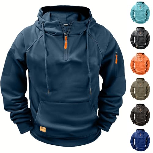 Cambkatl Men's Cargo Hoodies Half Zip Long Sleeve Pullovers Fashion Outdoor Hooded Casual Sweatshirt with Pockets2