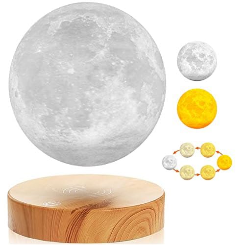 VGAzer Levitating Moon Lamp Floating and Spinning in Air Freely with 3D Printing LED Moon Light for Unique Gifts Room Decor (3 Colors)