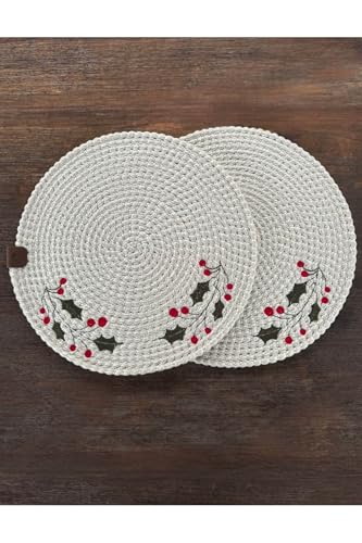 Platos decorativos redondos 14 pulg Set x2 Blanco miniatura 1