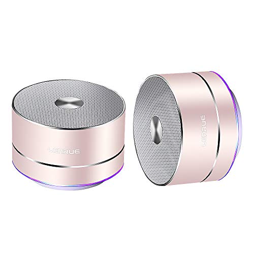 LENRUE Portable Wireless Bluetooth Speaker with Built-in-Mic,Handsfree Call,AUX Line,TF Card,HD Sound and Bass for iPhone Ipad Android Smartphone and More (TWS-Pink)