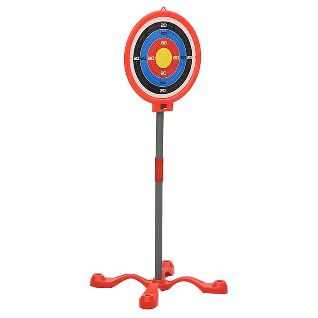 Juego de tiro con arco para niños con diana y 3 flechas de ABS, PP, PE, longitud del arco 76 cm, diana 45 x 45 x 92 cm, juguete deportivo al aire libre para jardín, parque, ocio y coordinación