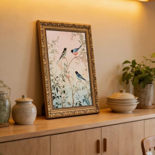 Papier Peint Art Chinoiserie oiseaux et feuillage poster mural salon