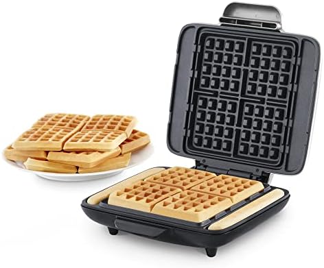 DASH Deluxe No-Drip Waffle Iron Maker Machine 1200W + Hash Browns, or Any Breakfast, Lunch, & Snacks with Easy Clean, Non-Stick + Mess Free Sides, Silver